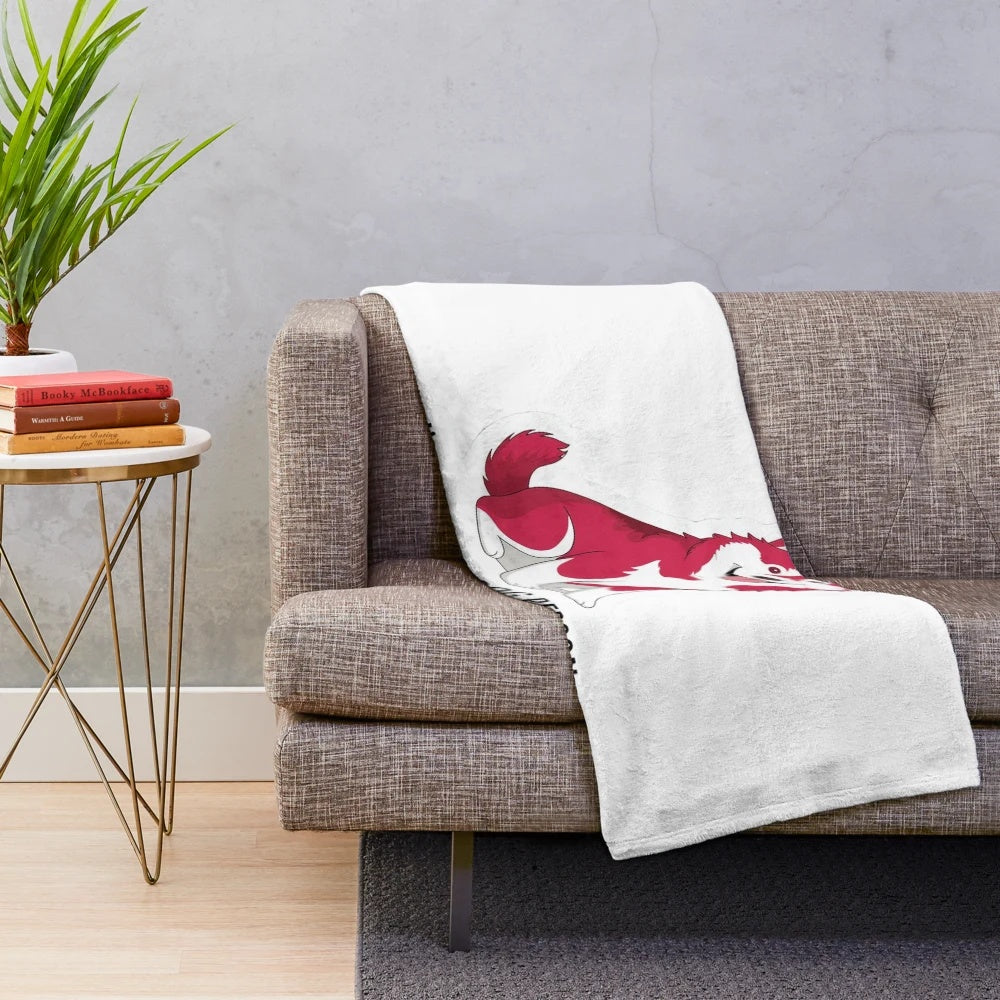 Soft and cozy plush blanket featuring a cute siberian husky design