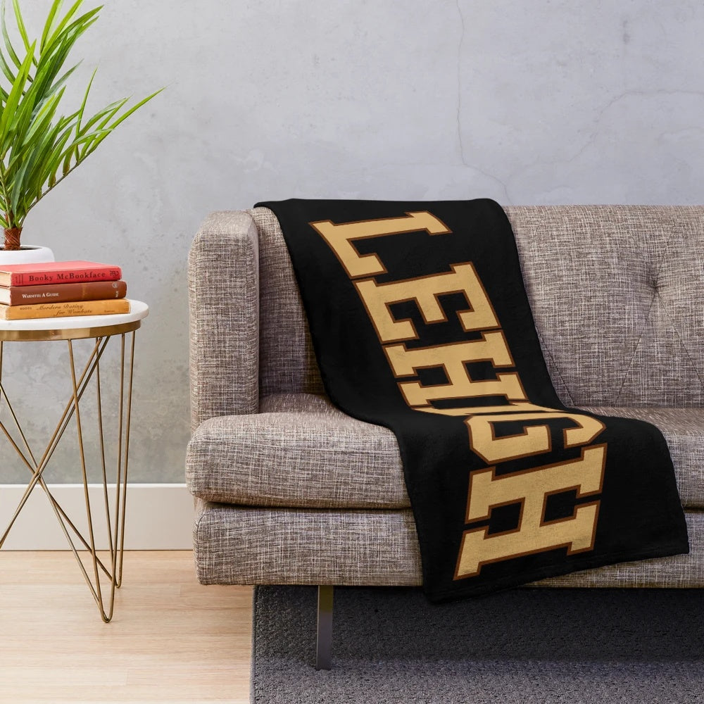 Soft plush blanket featuring Lehigh University inspired college font design