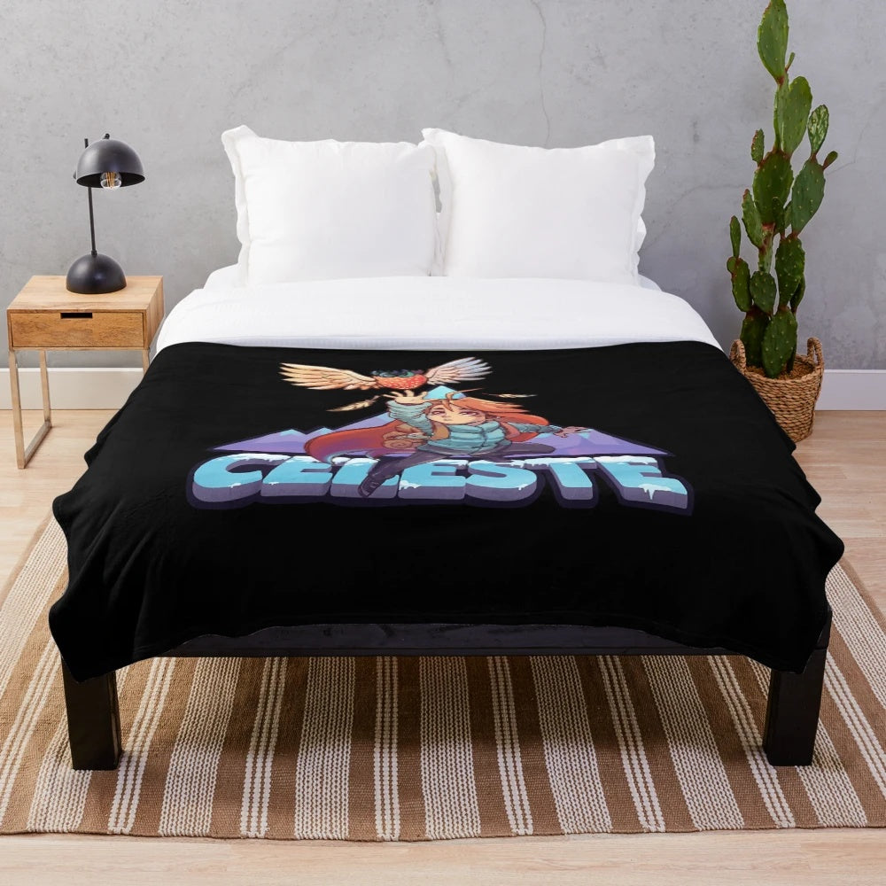 Soft and cozy plush blanket featuring Madeline, the protagonist of the indie game Celeste
