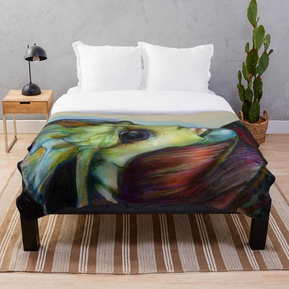 Soft and cozy plush blanket featuring the character Thane from the Mass Effect video game series
