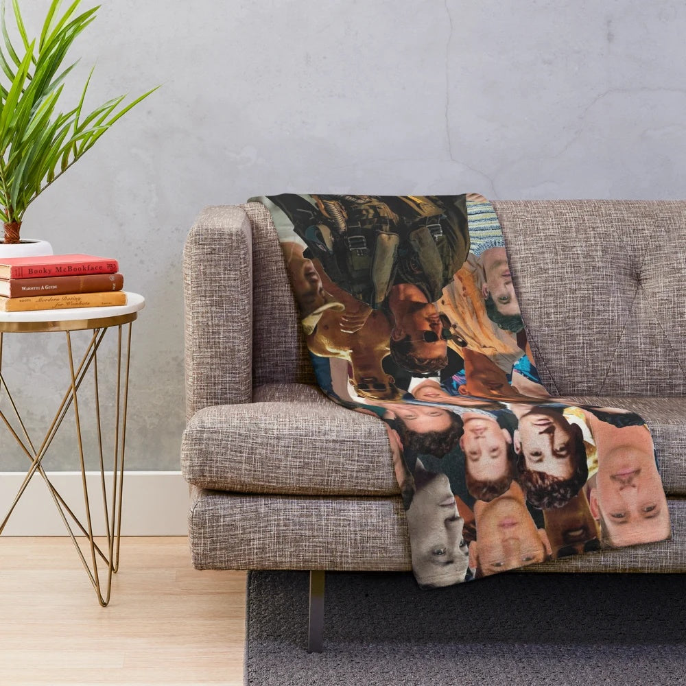 Miles Teller portrait photo collage design on a plush blanket