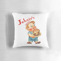 A soft, plush decorative pillow featuring an obese male child design.