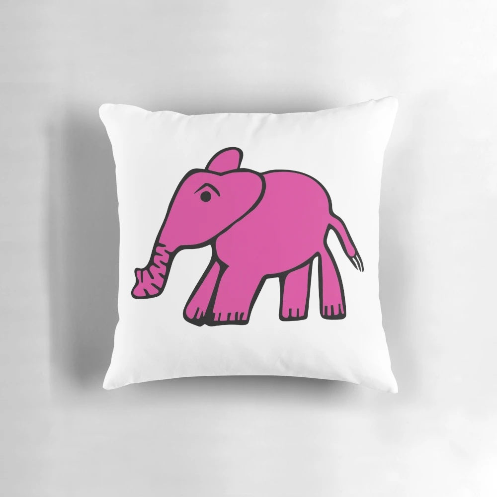 A soft, plush purple elephant pillow by Everything Eli, perfect for home decor, office, or as a gift.