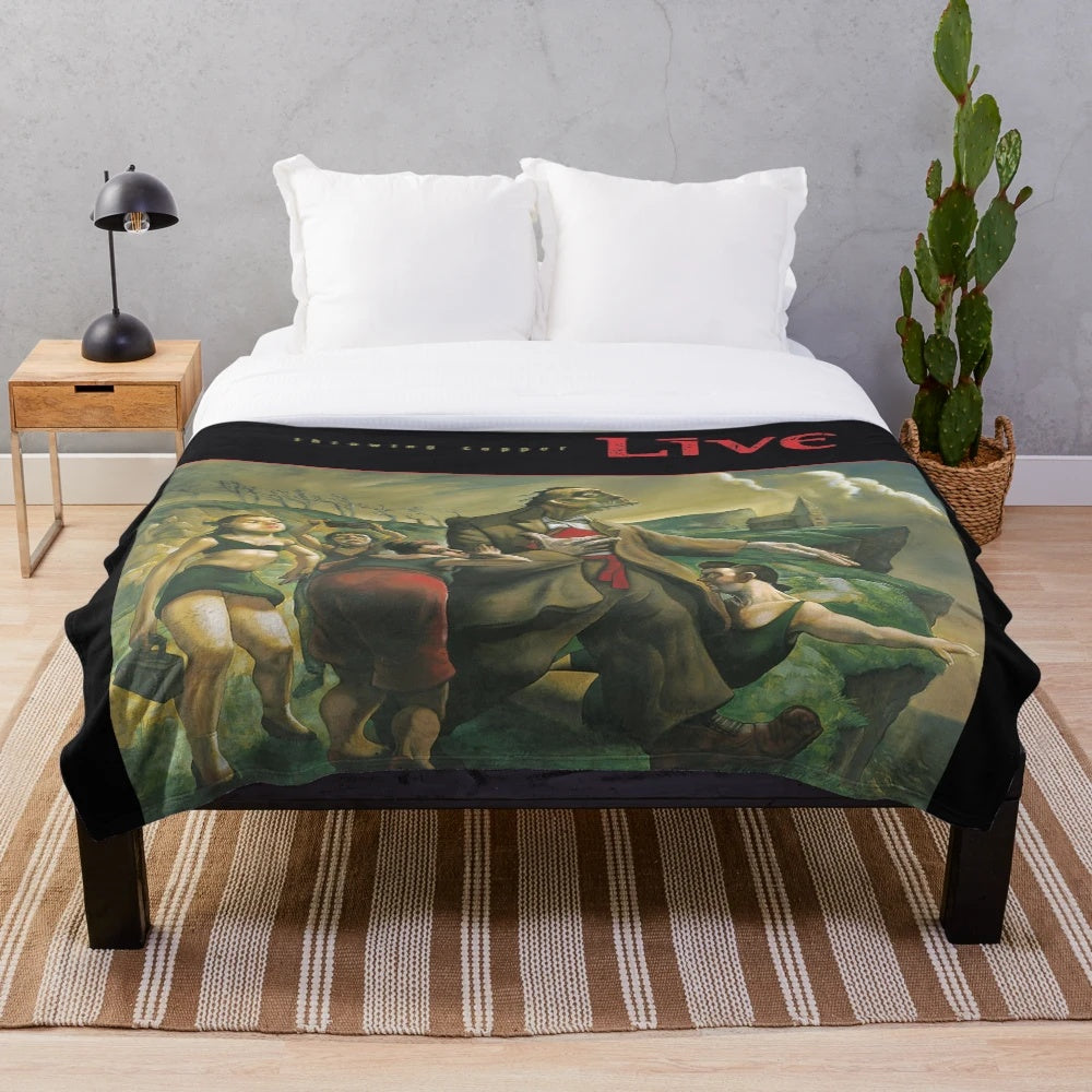 Plush rock music blanket with Throwing Copper design