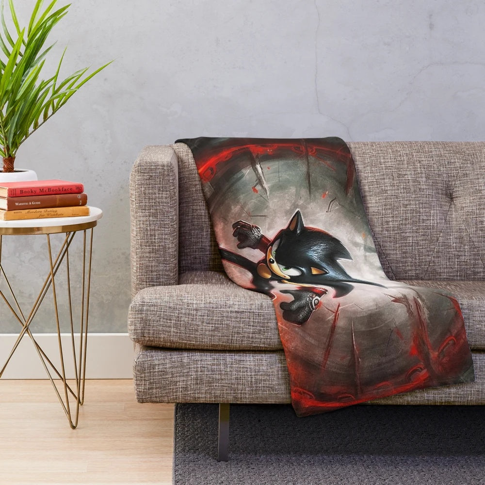 Soft plush Shadow the Hedgehog blanket with cute hedgehog design