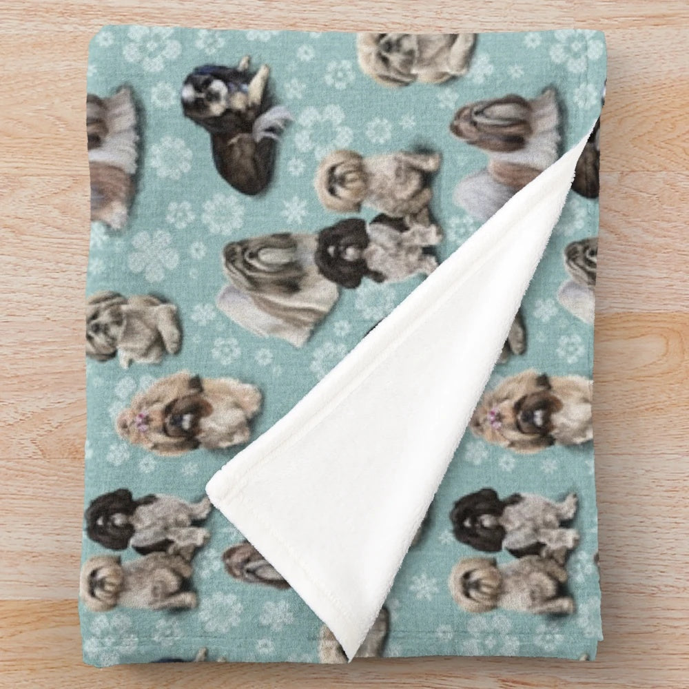 Soft plush shih tzu dog breed throw blanket for home decor