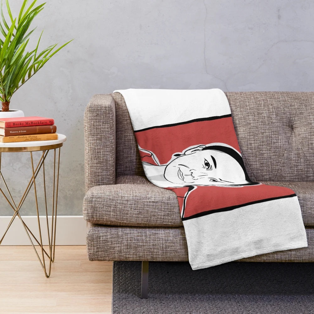Soft plush throw blanket with image of Japanese filmmaker Naomi Kawase