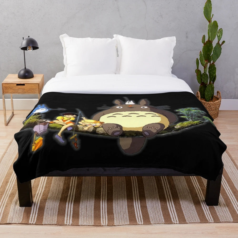 Soft and cozy plush totoro blanket for anime fans