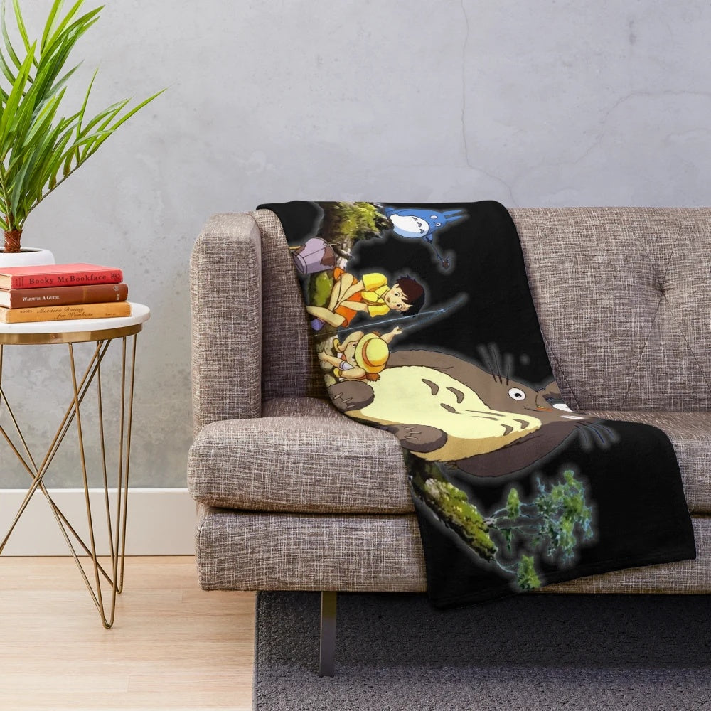 Soft and cozy plush totoro blanket for anime fans