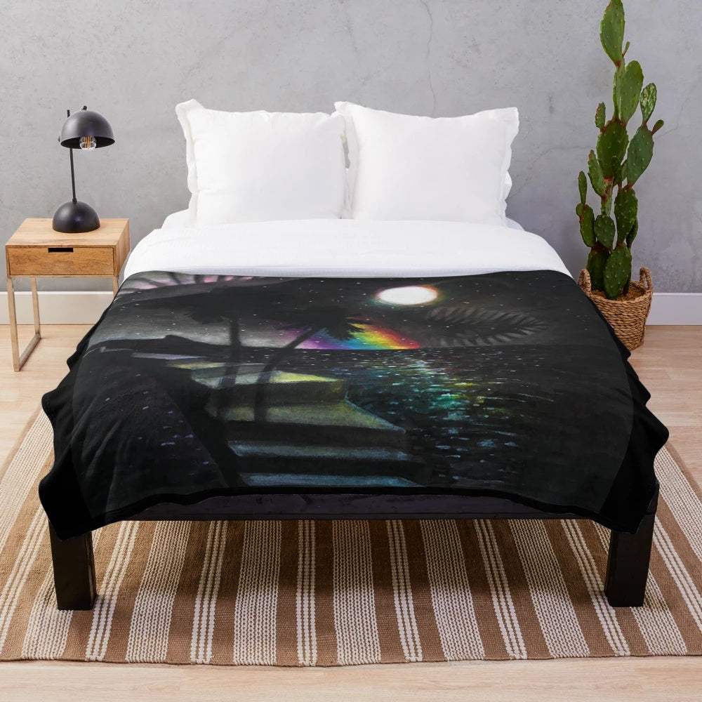 Cozy and soft plush blanket with tropical design