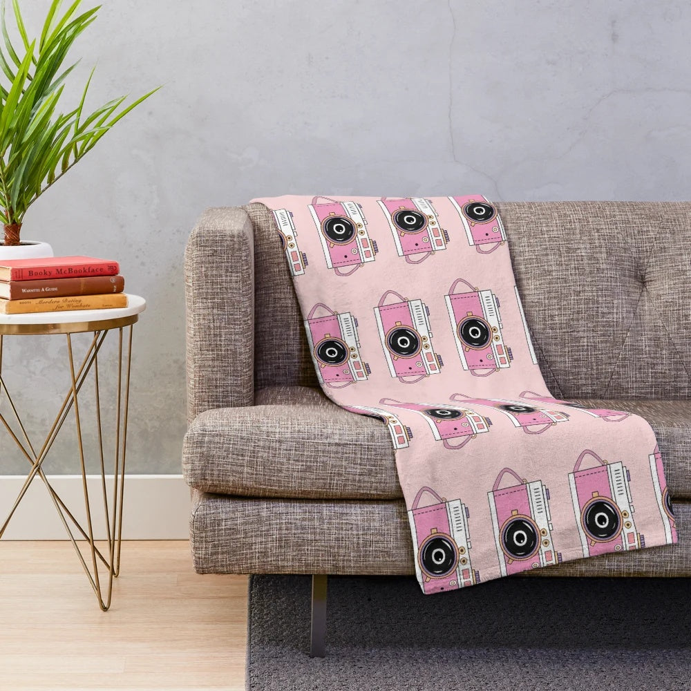 Soft and plush VSCO-inspired camera design blanket