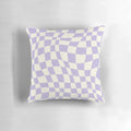 Soft purple warp checked pattern pillow with a gingham, checker, and rhombus design