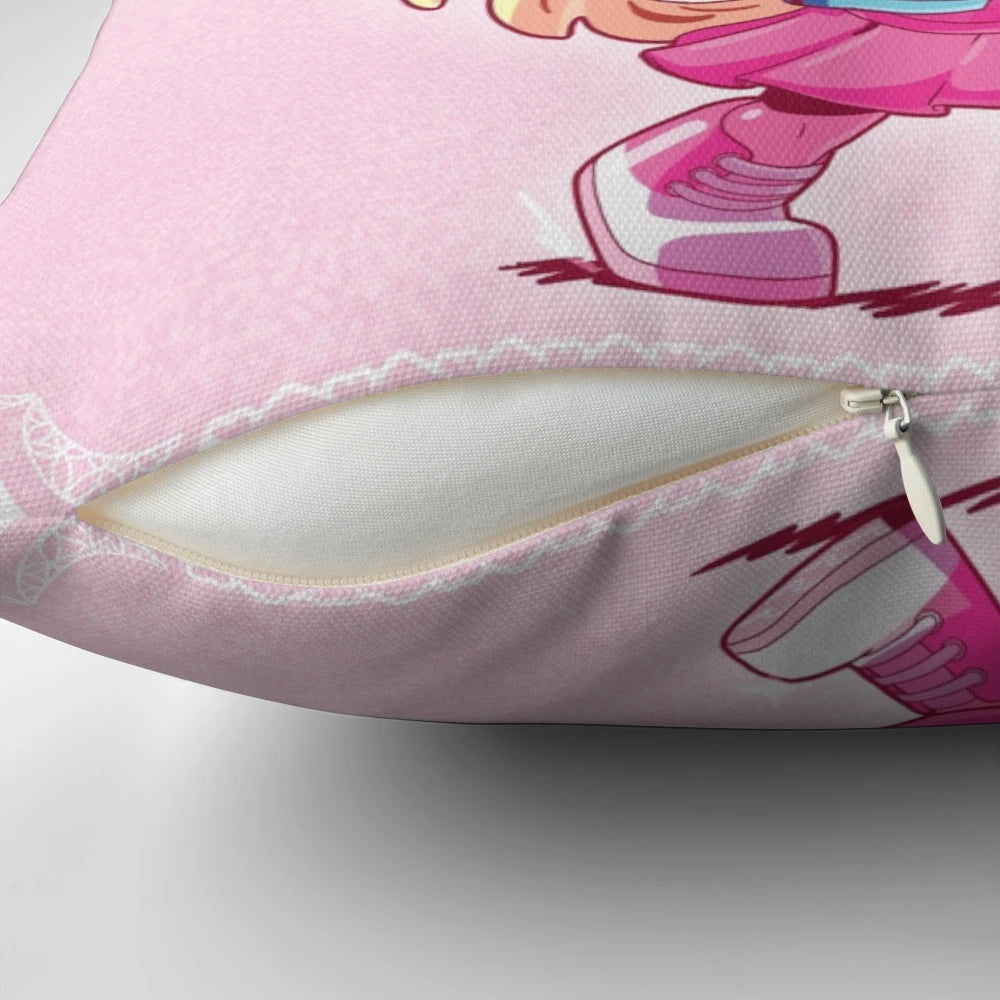 Soft, plush decorative pillow inspired by the popular Roblox character Mackenzie.