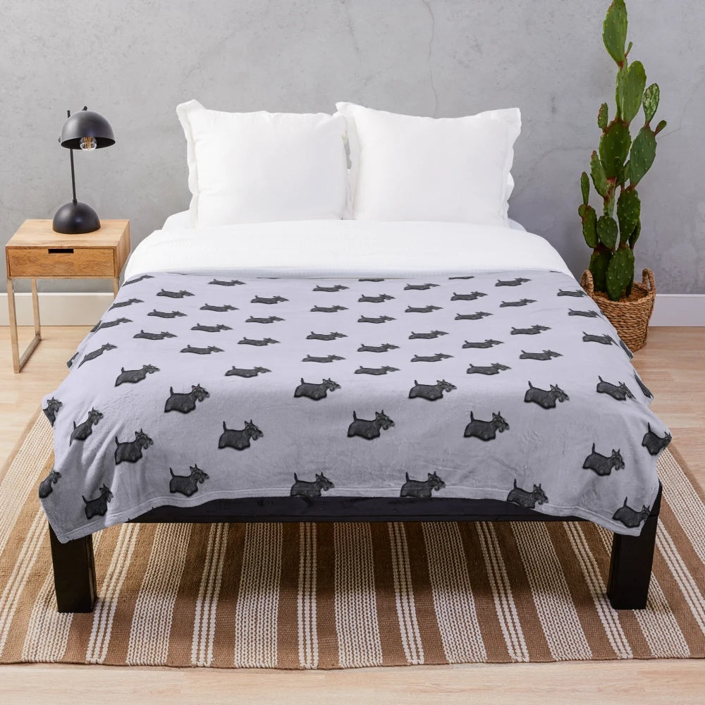 Scottie dog plush blanket in soft and cuddly material