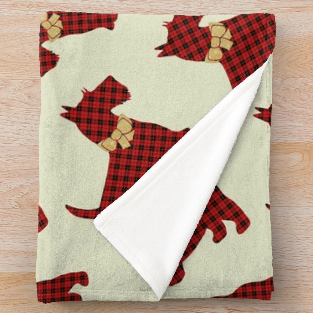 Scottie dog tartan plaid plush blanket