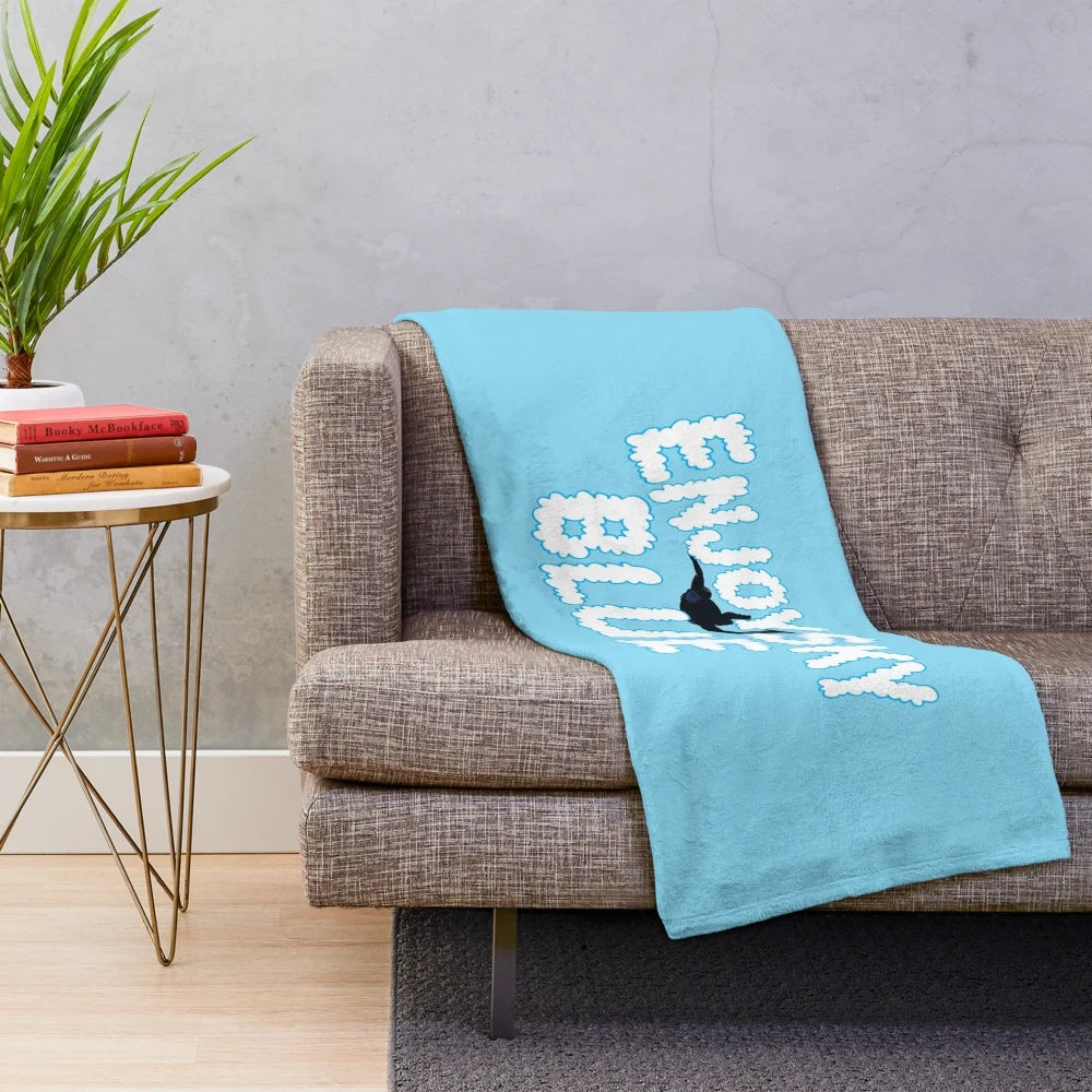 Sky blue plush blanket offering soft, cozy comfort