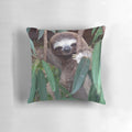 A soft, plush sloth pillow made with vegan materials, perfect for decorative and cuddle-worthy home accents.
