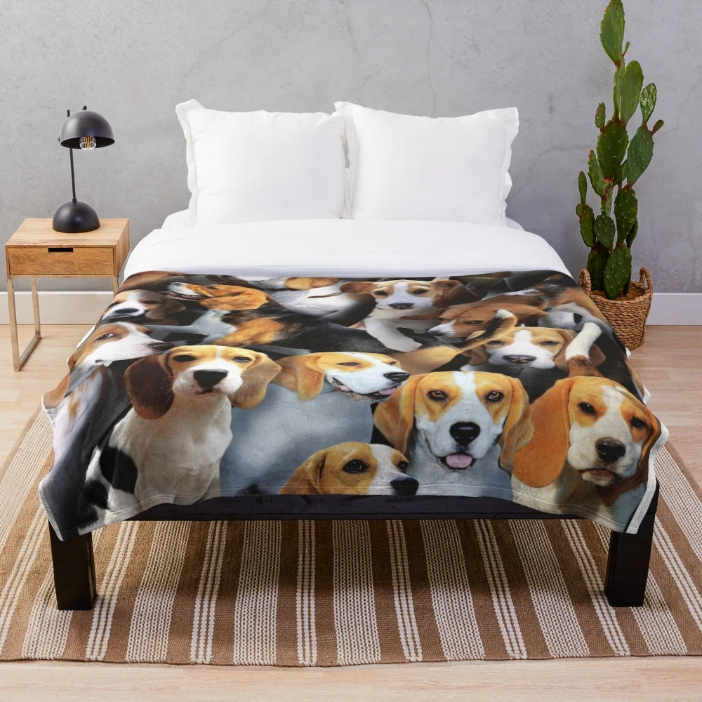 Beagle plush blanket for snuggling and cuddling