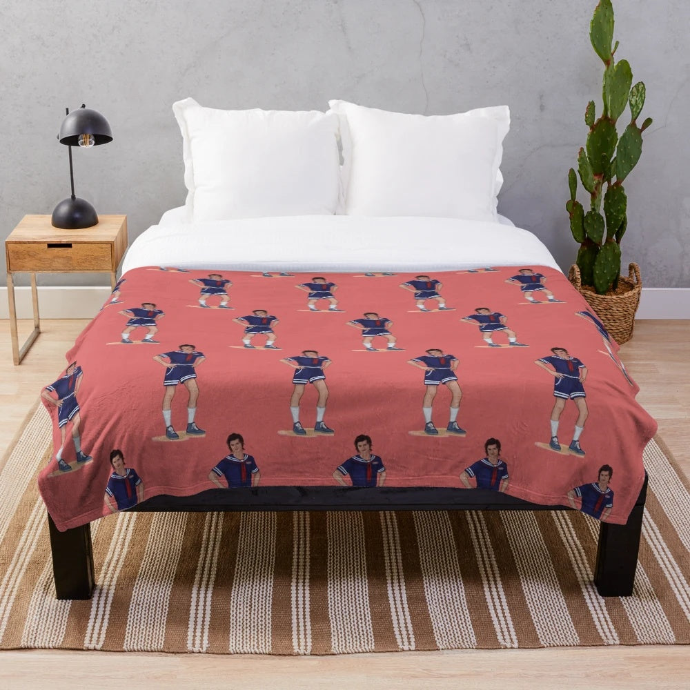Soft and cozy plush blanket featuring the character Steve Harrington from the Netflix series Stranger Things