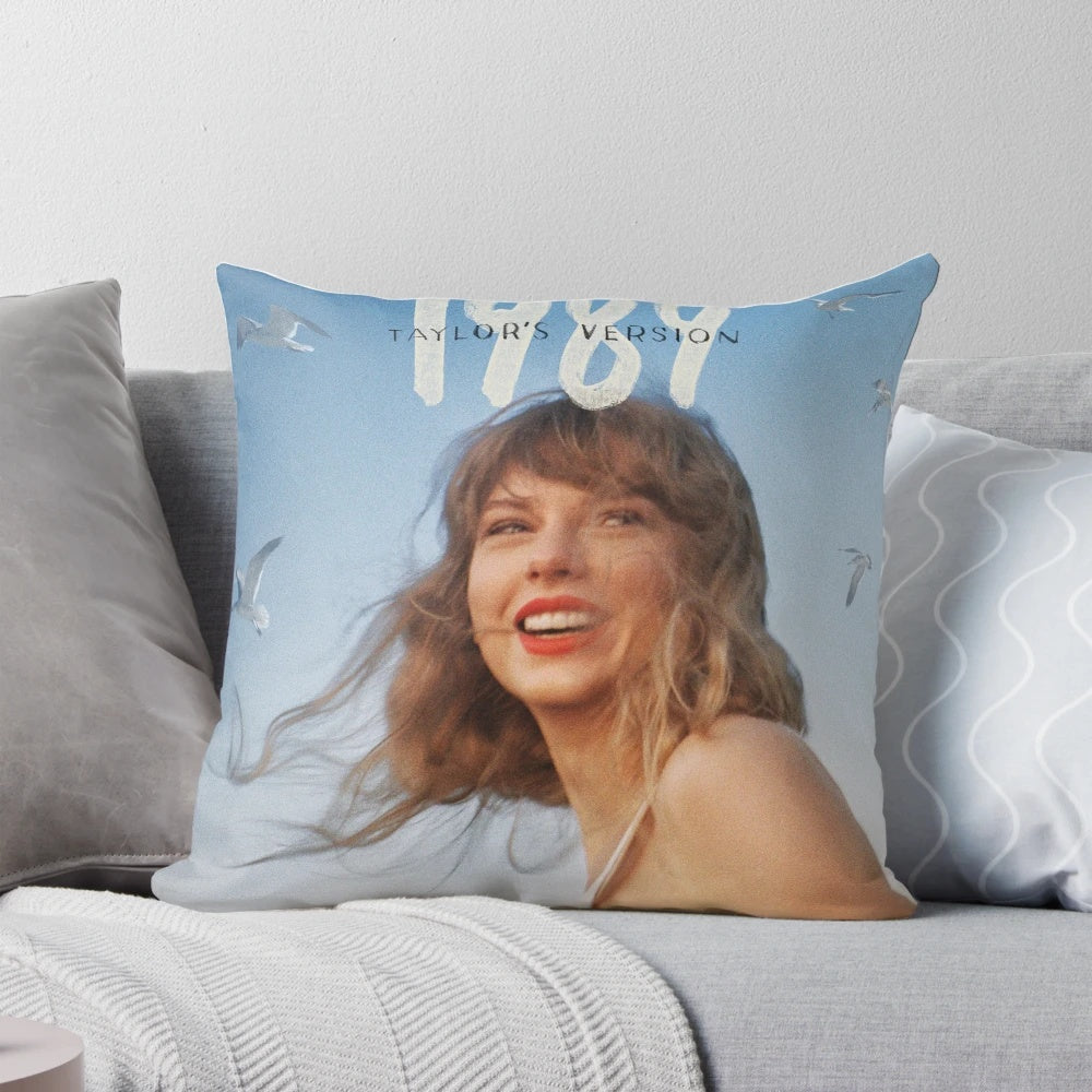 Plush throw pillow featuring the album cover art for Taylor Swift's "1989 (Taylor's Version)" album
