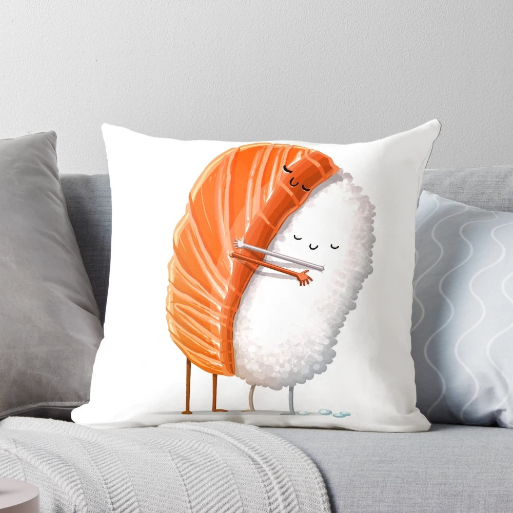 Soft, plush sushi-themed hugging pillow for anime and Japanese food fans