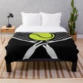 Soft and cozy plush blanket with a tennis-themed design