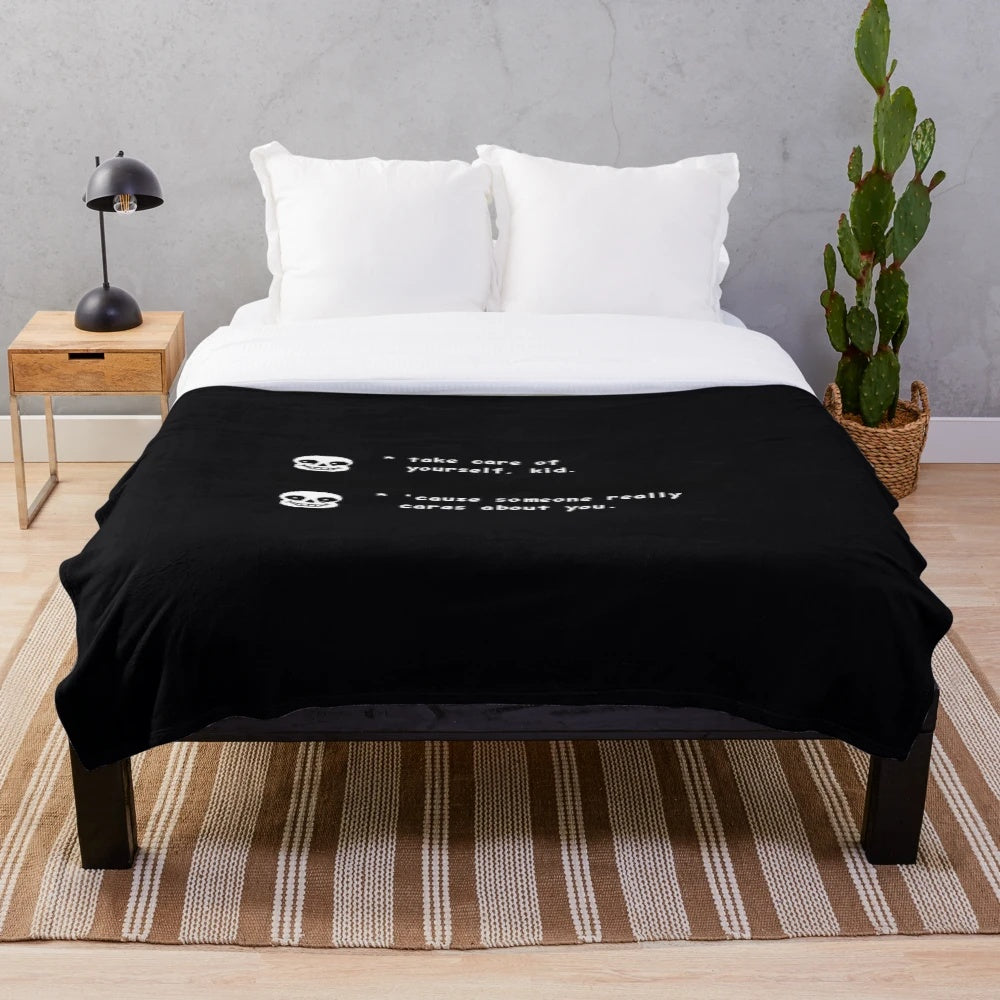 Soft and cozy plush blanket featuring the beloved Undertale character Sans