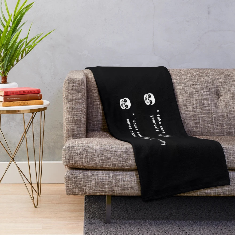 Soft and cozy plush blanket featuring the beloved Undertale character Sans