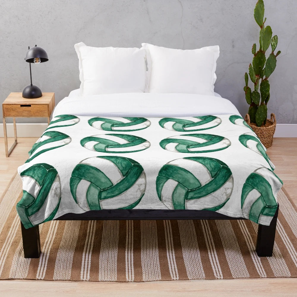 Watercolor volleyball design on a cozy plush blanket