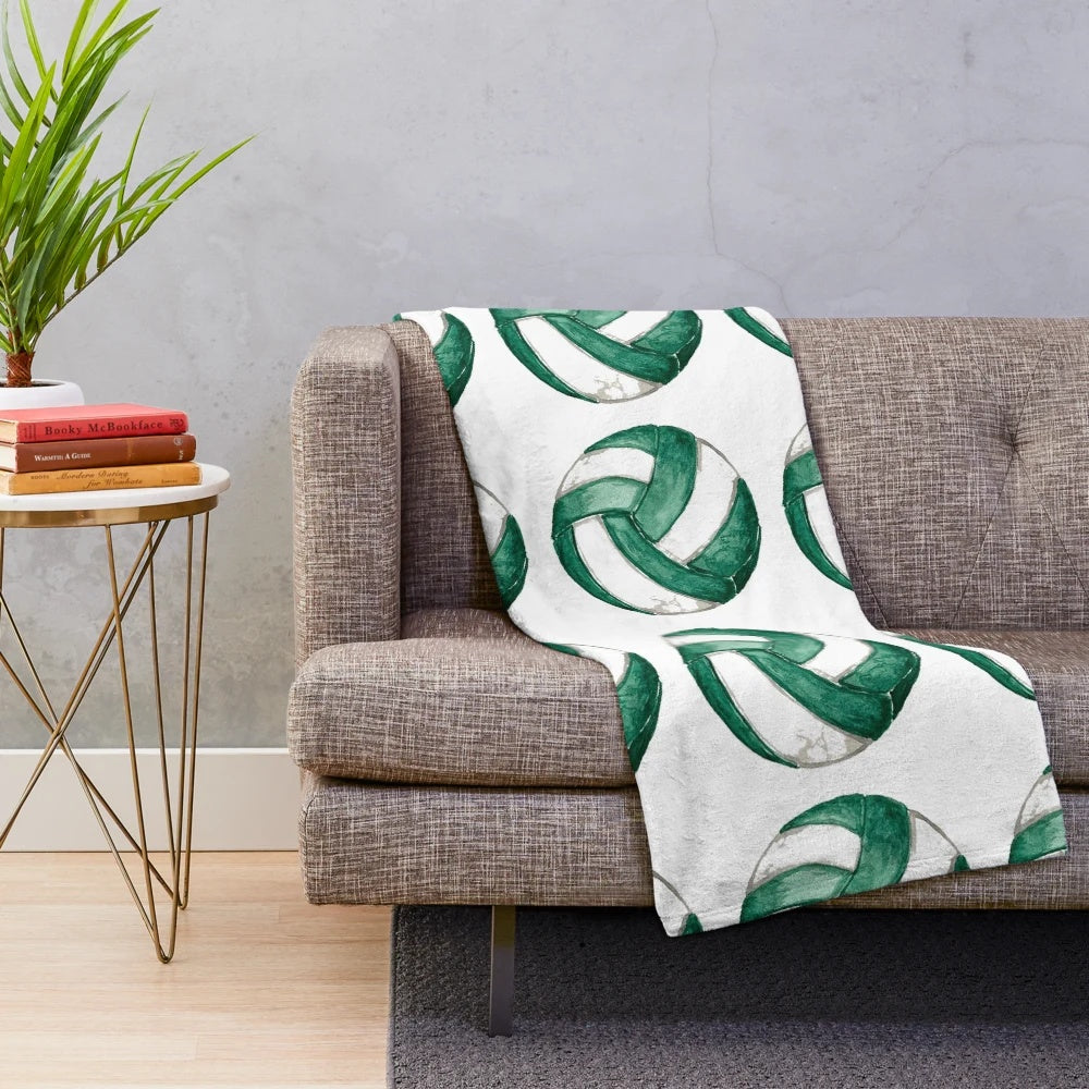 Watercolor volleyball design on a cozy plush blanket