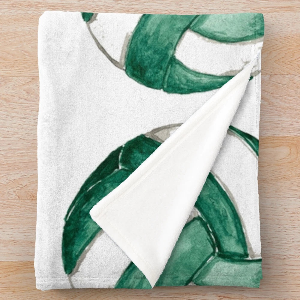 Watercolor volleyball design on a cozy plush blanket