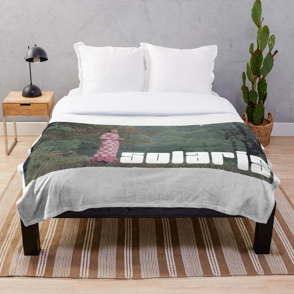 Solaris Inspired Plush Blanket with Soft, Cozy Green Landscape Design