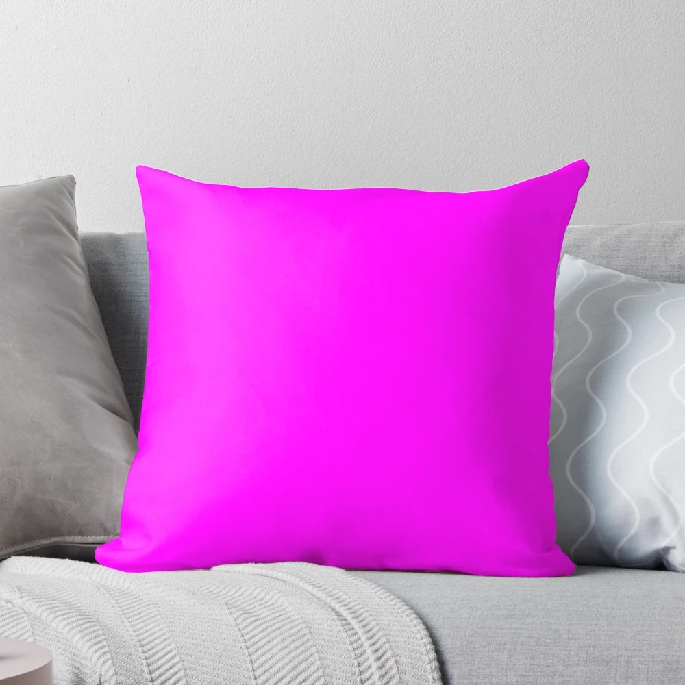Solid magenta fuchsia pink decorative pillow with coral shades