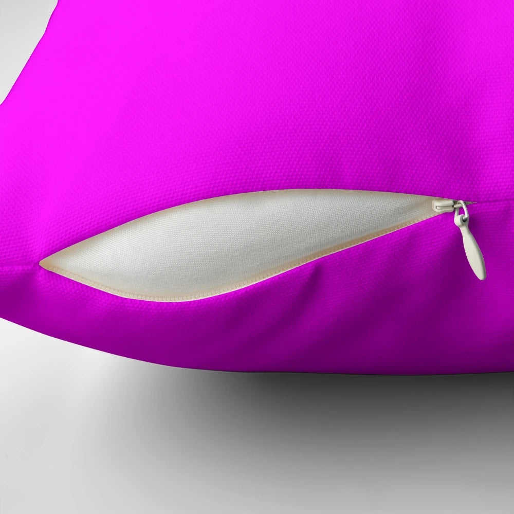 Solid magenta fuchsia pink decorative pillow with coral shades