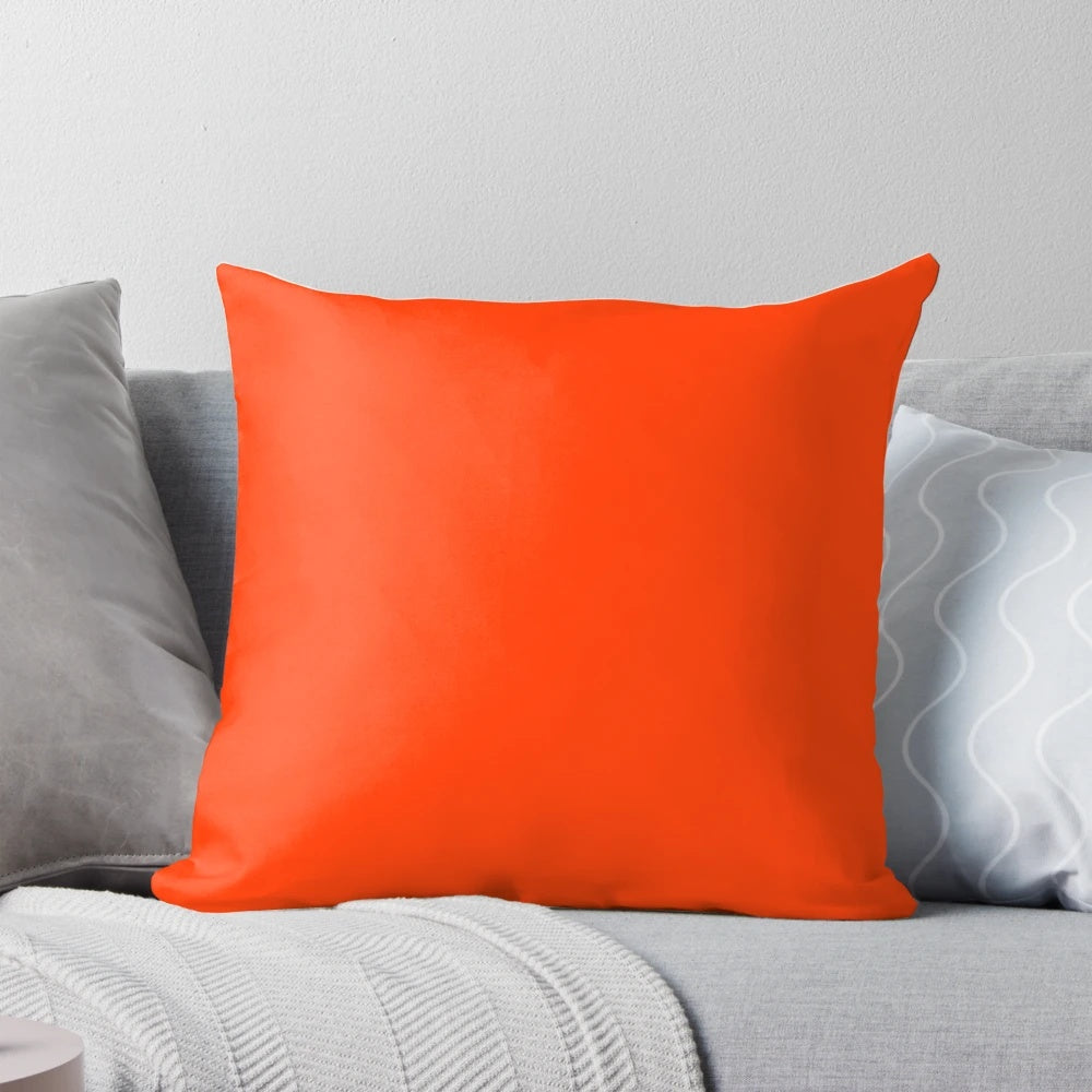 Solid plain coquelicot orange decorative throw pillow with over 100 shades of orange