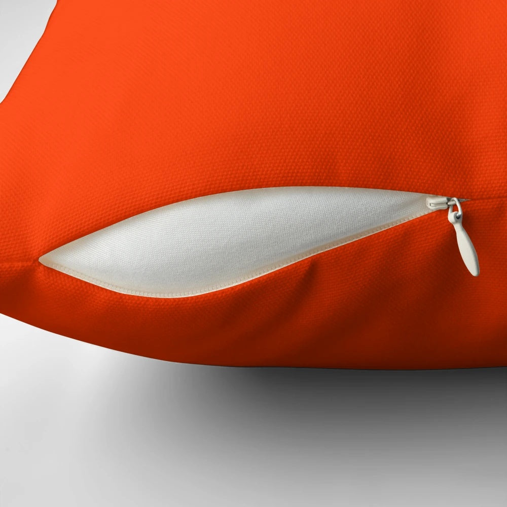 Solid plain coquelicot orange decorative throw pillow with over 100 shades of orange
