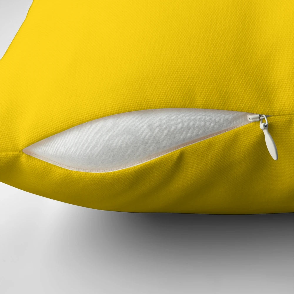Solid yellow decorative throw pillow, NCS yellow accent cushion