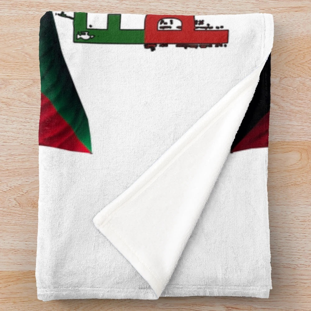 Plush blanket with the Palestinian flag and the words "Free Palestine