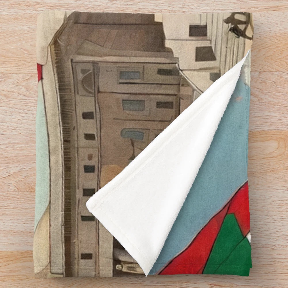 Plush blanket with Palestinian flag design