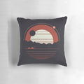 Solitude Minimalist Space Pillow featuring a sleek, modern design with a cosmic, Martian-inspired landscape