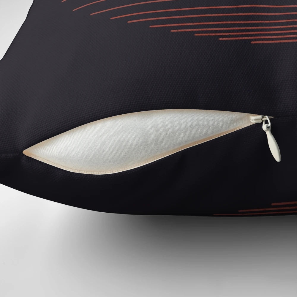 Solitude Minimalist Space Pillow featuring a sleek, modern design with a cosmic, Martian-inspired landscape