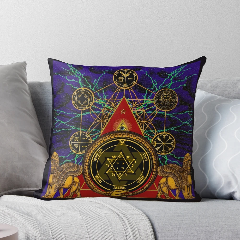 Solomons Magic T-Shirt Pillow featuring the all-seeing eye and other mystical symbols