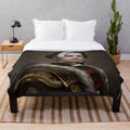 Solus Zos Galvus portrait plush blanket with a vaporwave aesthetic