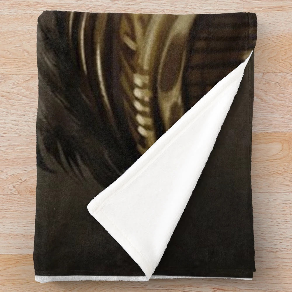 Solus Zos Galvus portrait plush blanket with a vaporwave aesthetic