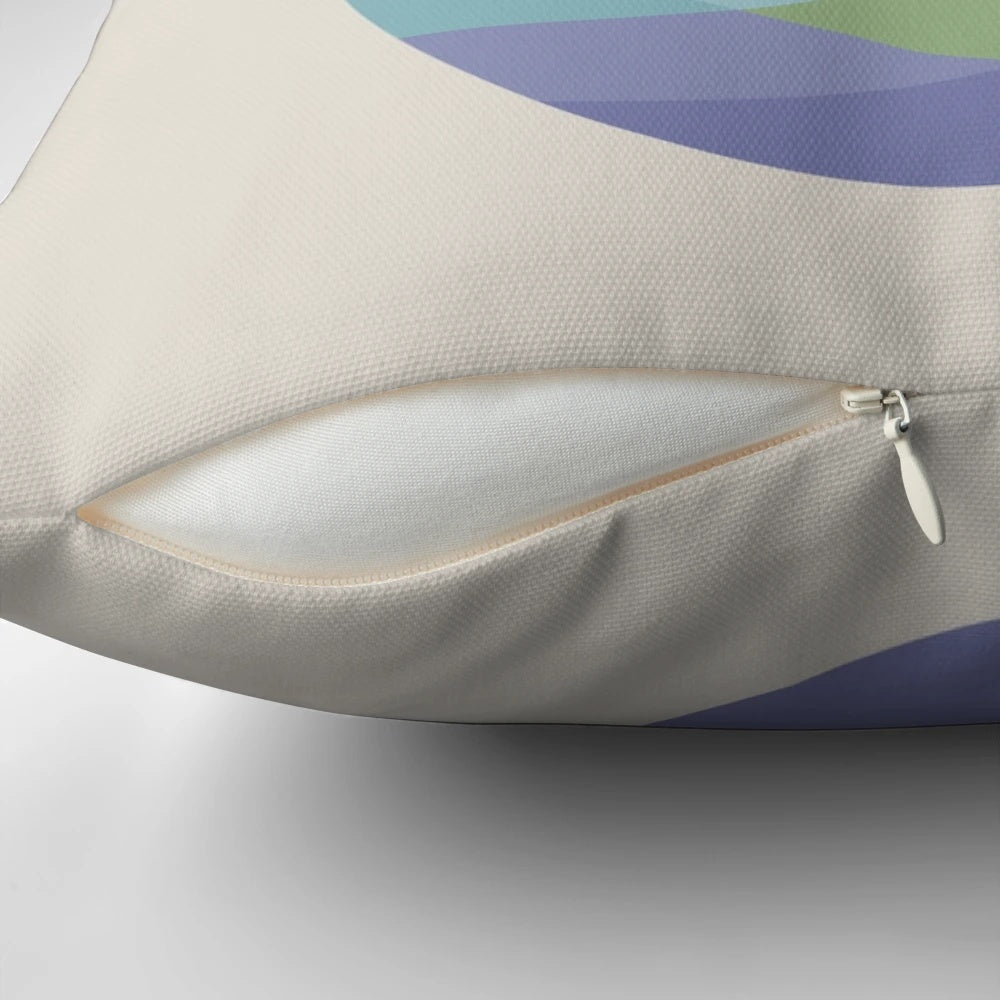 Vibrant, abstract landscape design printed on a soft and cozy pillow.