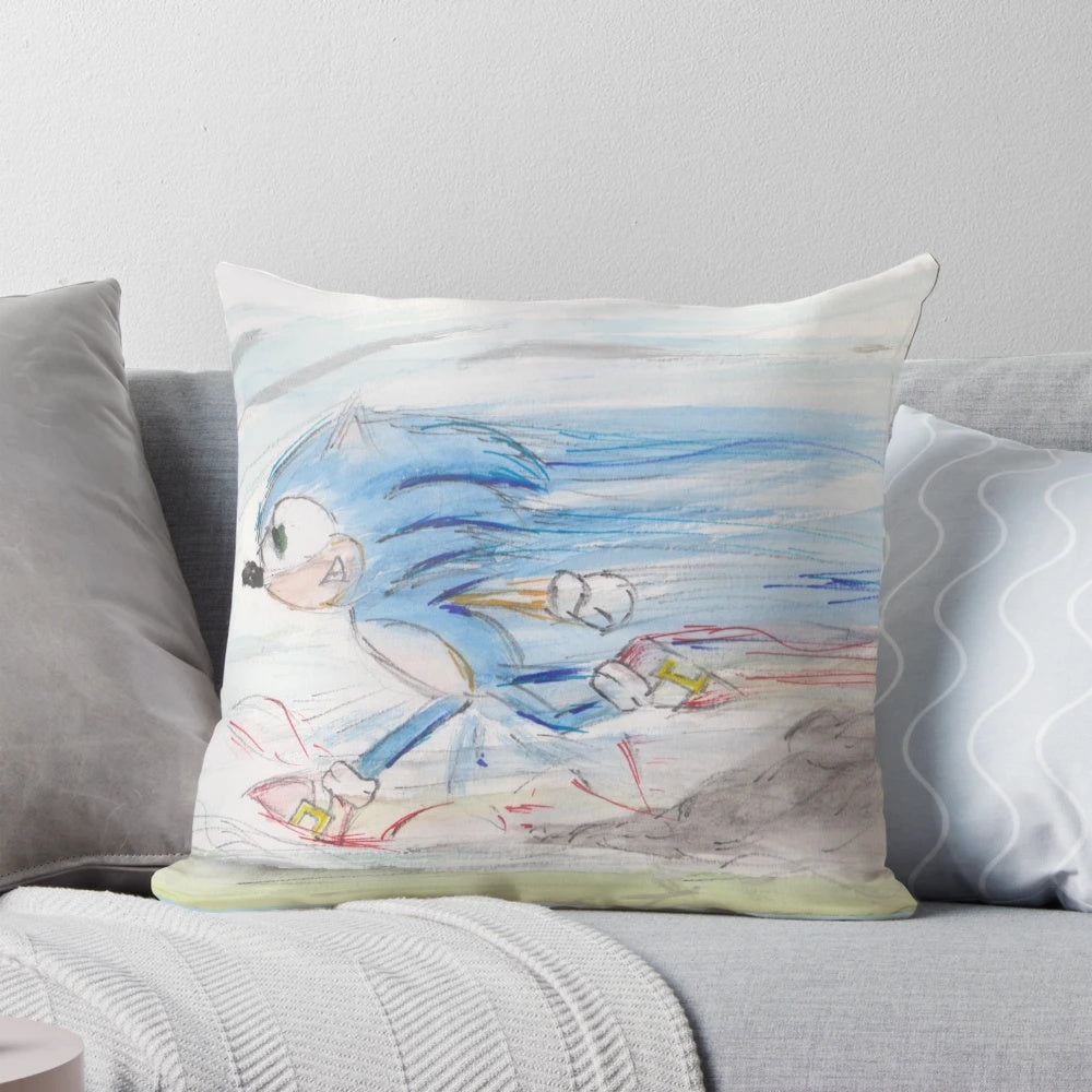 Sonic the Hedgehog pillow with dynamic, fast-paced motion design