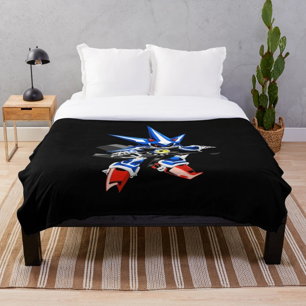 Sonic the Hedgehog inspired plush blanket featuring Neo Metal Sonic art