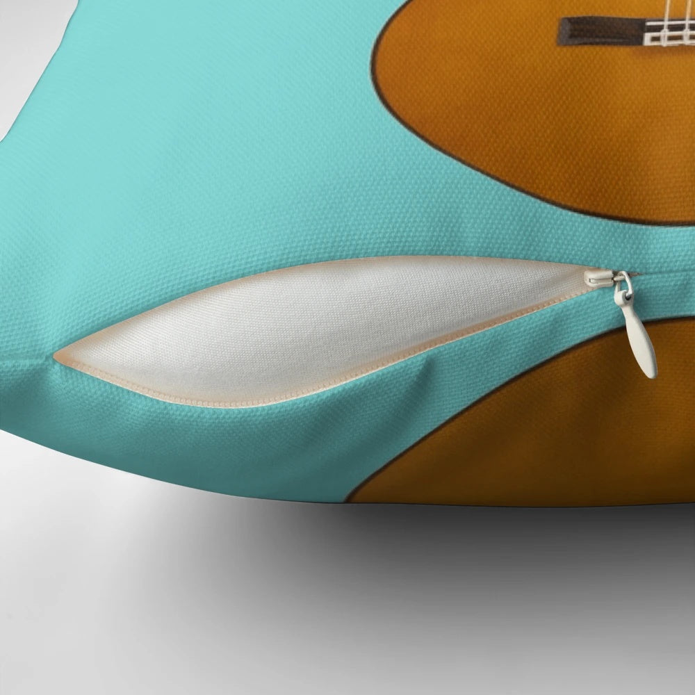 Cozy acoustic guitar-shaped pillow for relaxation and musical inspiration
