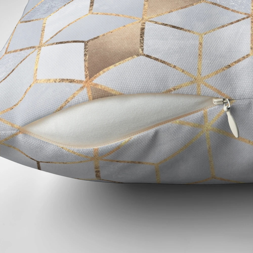 Soft blue gradient cubes pattern decorative pillow