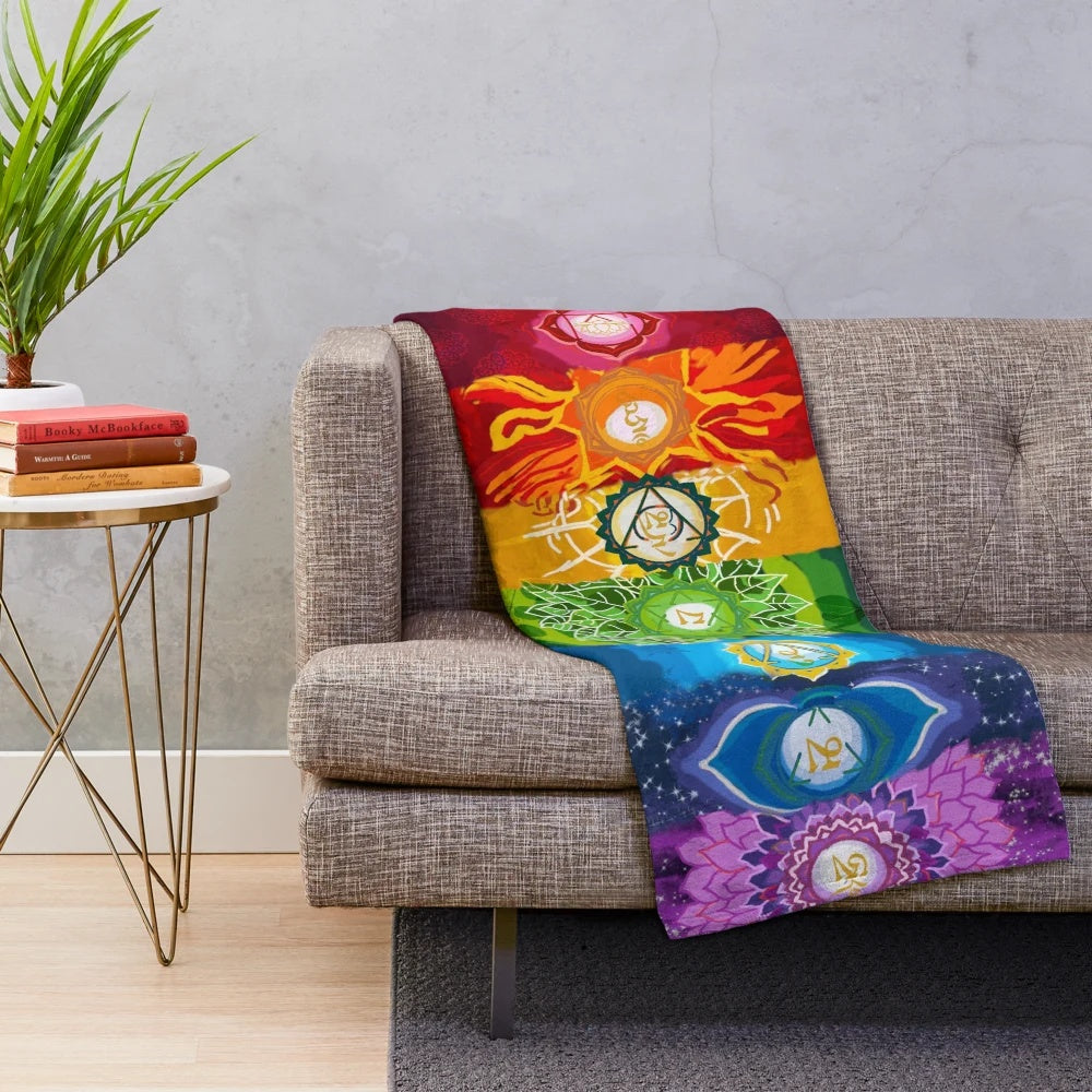 Chakra healing plush blanket for meditation and wellness